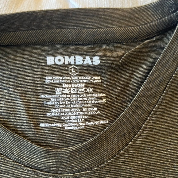 Bombas Merino Wool Blend long Sleeve Crew Neck T Shirt - Picture 3 of 5